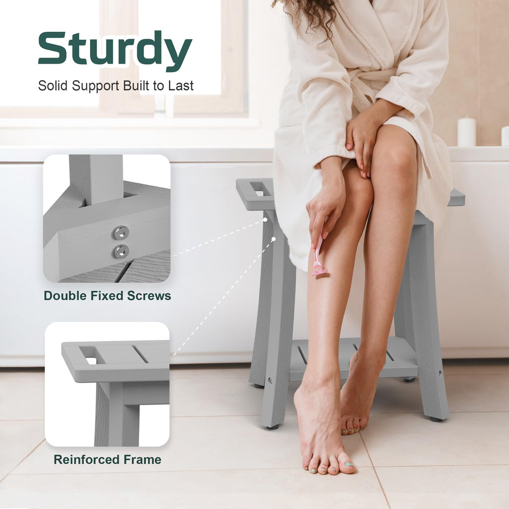 Waterproof HIPS Shower Bench for Inside Shower, Shower Stool, Grey