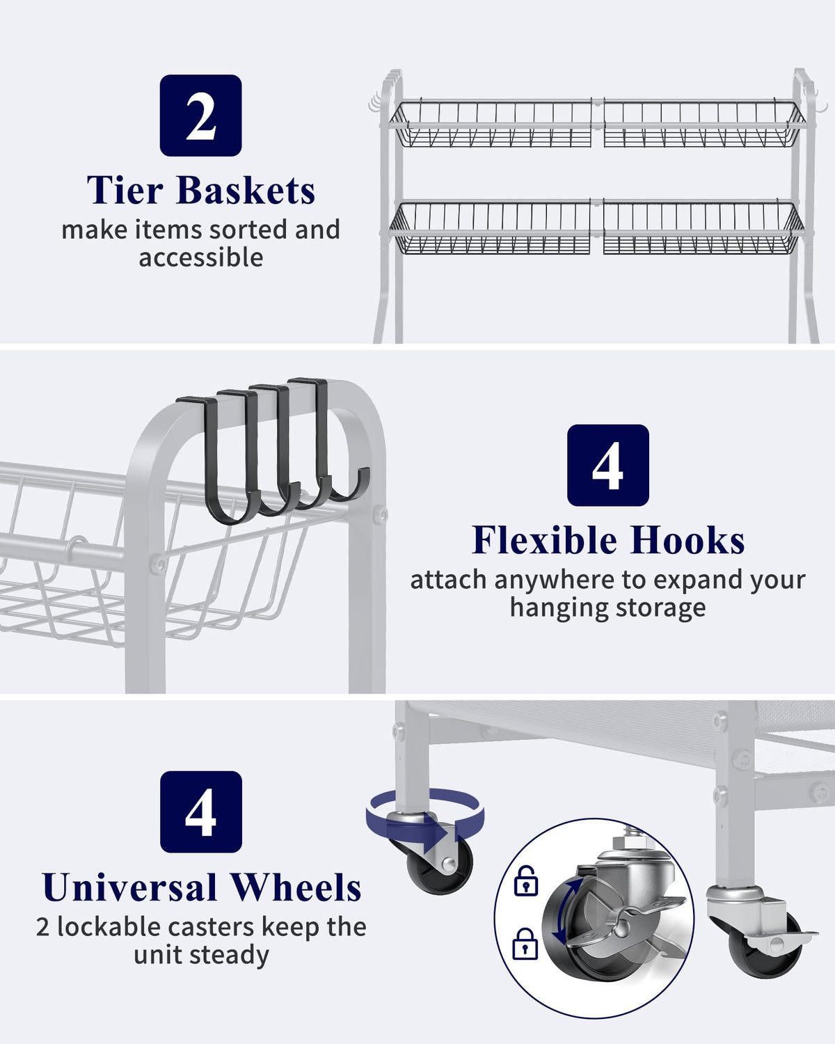 Kitsure Sports Equipment Organizer with Wheels, Garage Ball Storage, 45.6"H