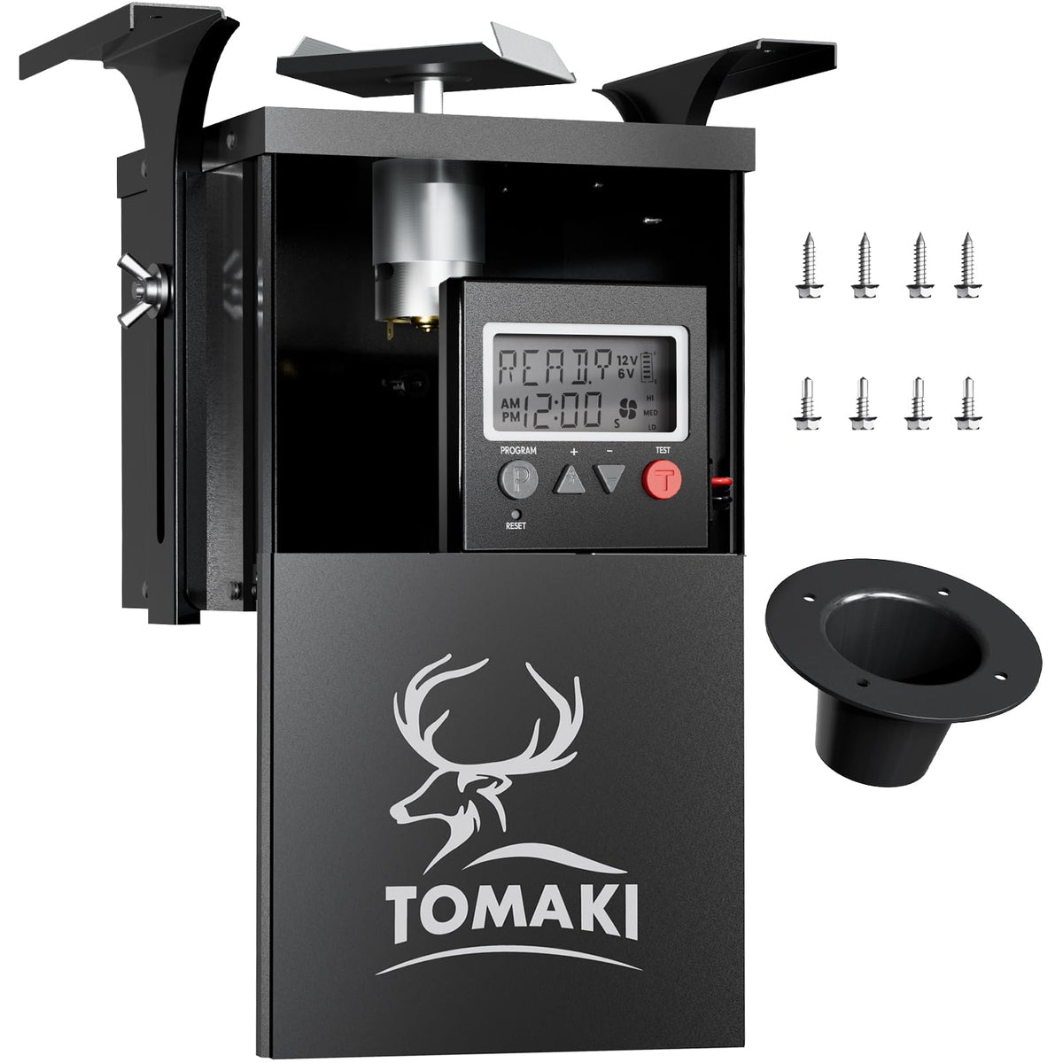 6V Deer Feeder Kit, Motor and Timer Metal Kit, Digital Game FeederTimer, Mounting Bracket Included, Up to 8 Feed Time, Easy to Install, Weatherproof
