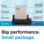 ScanSnap iX1300 Wireless or USB Double-Sided Color Document Scanner, Black