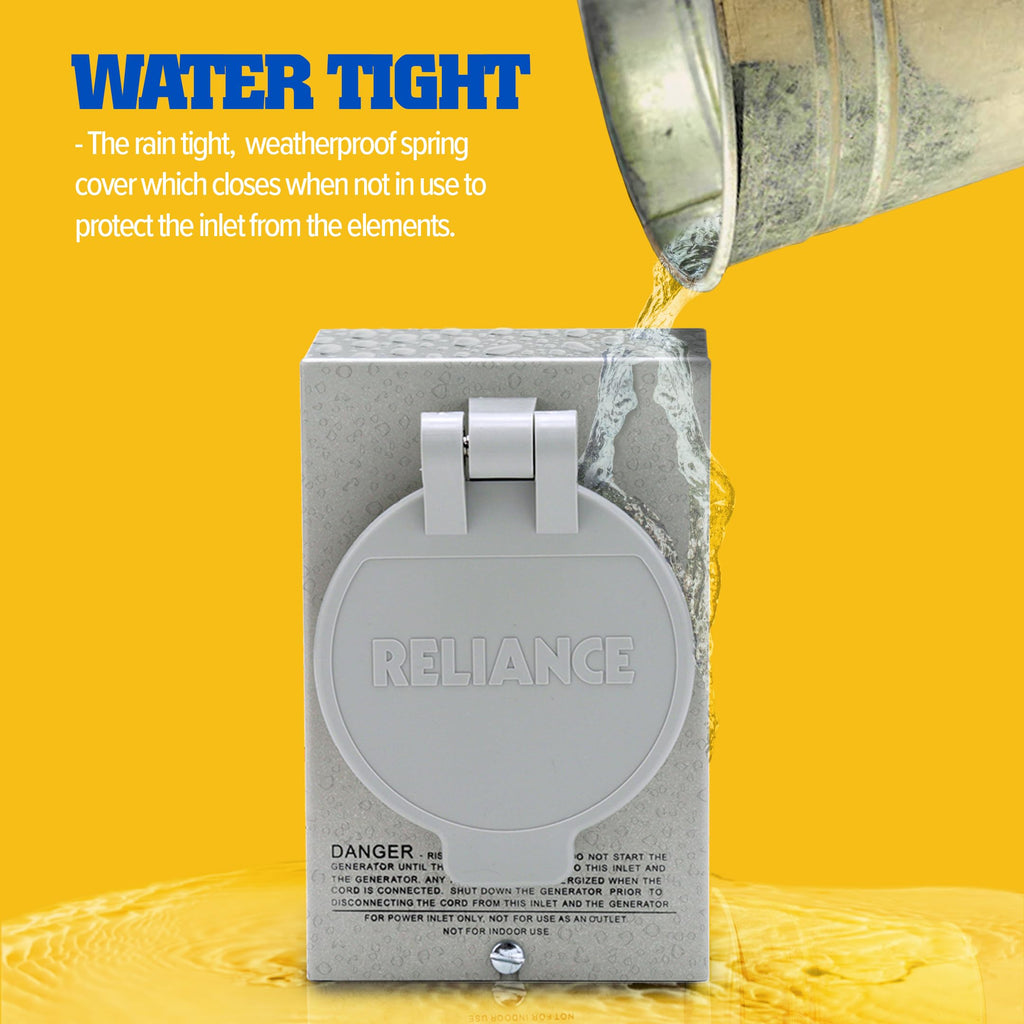 Reliance Controls Generators Up to 7,500 Running Watts PB30 30-Amp NEMA 3R Power Inlet Box, Gray