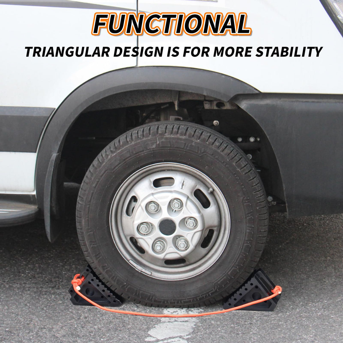 4PK Heavy-Duty Rubber Wheel Chocks for RV Travel Trailer Camper