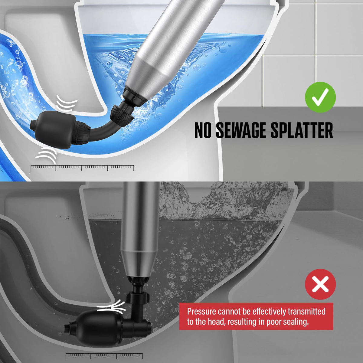 POPULO Electric Toilet Plunger, 5 Bar Air Clog Remover with Built-In Pump