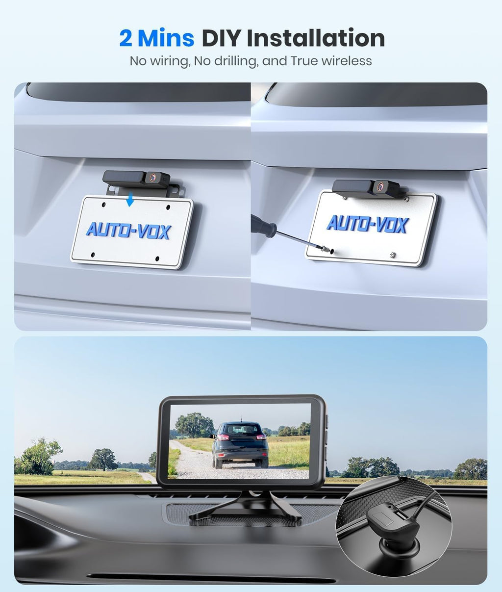 AUTO-VOX Solar Wireless Backup Camera: 5" 1080P Monitor, 2 Min Easy Install