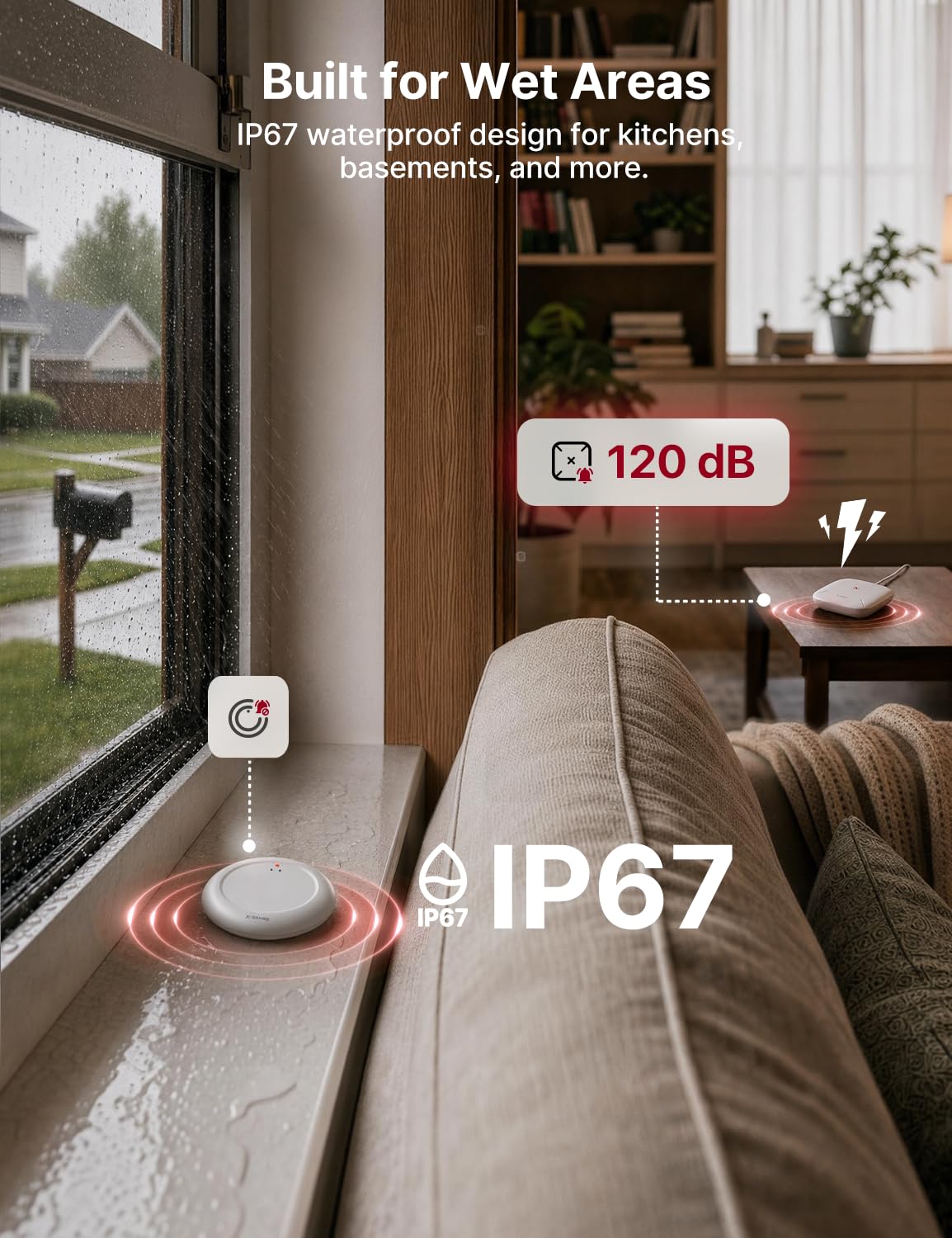 X-Sense Ultra-Slim Wi-Fi Water Leak Detector, 4 Sensors + Base, SWS0A41