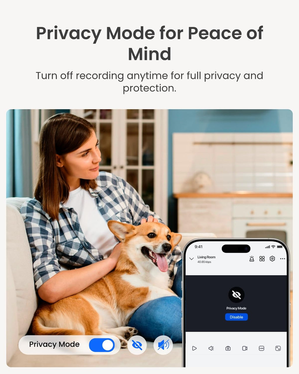 REOLINK 4MP 2K Indoor Camera E1, Plug-in WiFi 6 Security Camera