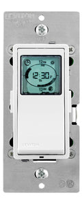 Leviton Decora Programmable and Astronomical Timer Switch for Lights and Motor Loads, Neutral Wire Required, Single Pole or 3-Way, VPT24-1PZ, White