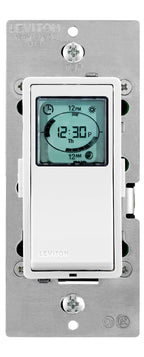Leviton Decora Programmable and Astronomical Timer Switch for Lights and Motor Loads, Neutral Wire Required, Single Pole or 3-Way, VPT24-1PZ, White