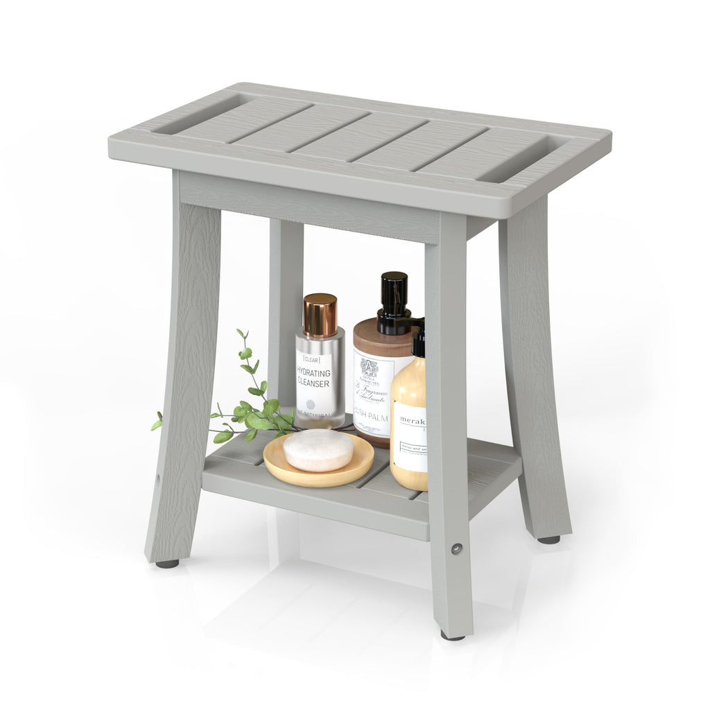Waterproof HIPS Shower Bench for Inside Shower, Shower Stool, Grey