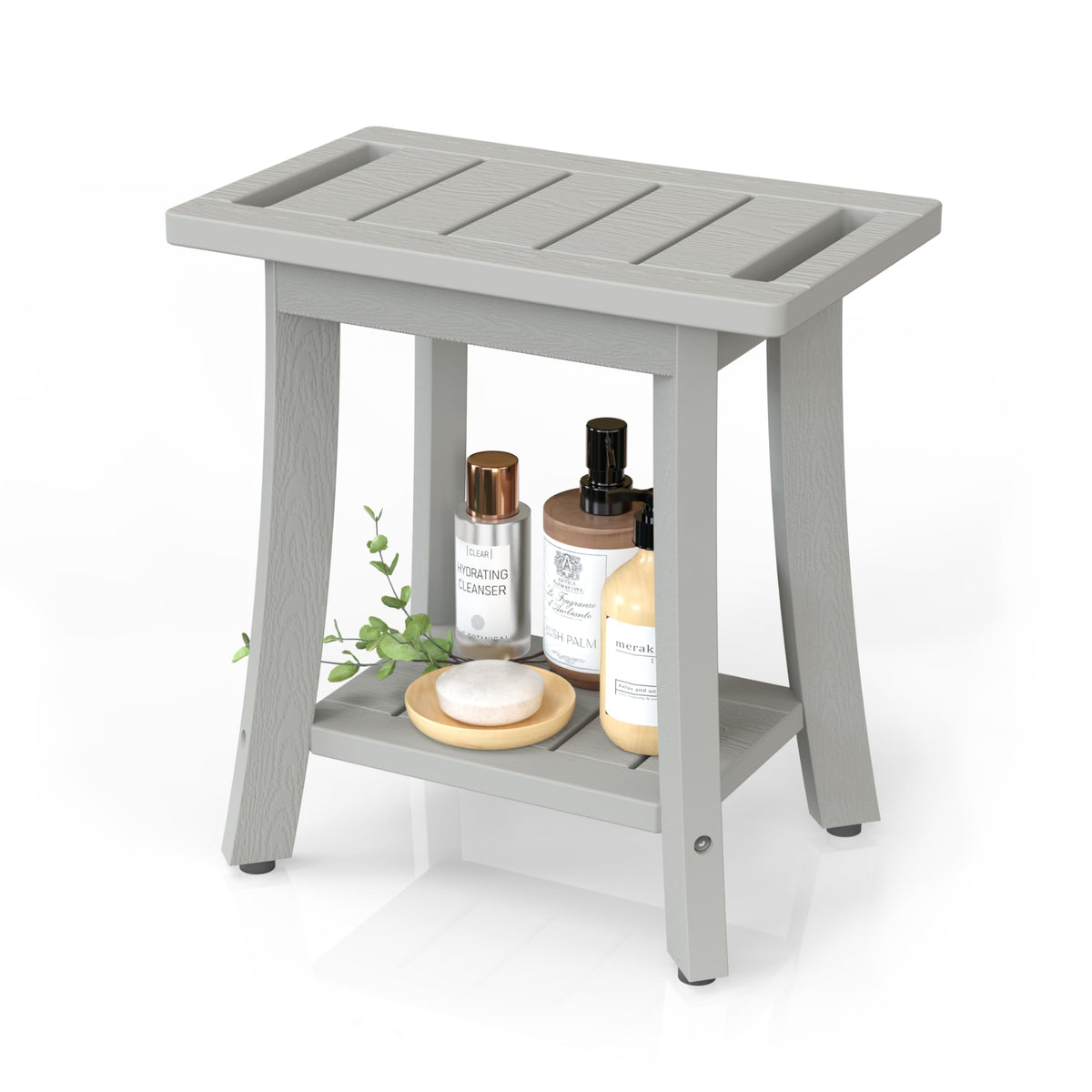 Waterproof HIPS Shower Bench for Inside Shower, Shower Stool, Grey
