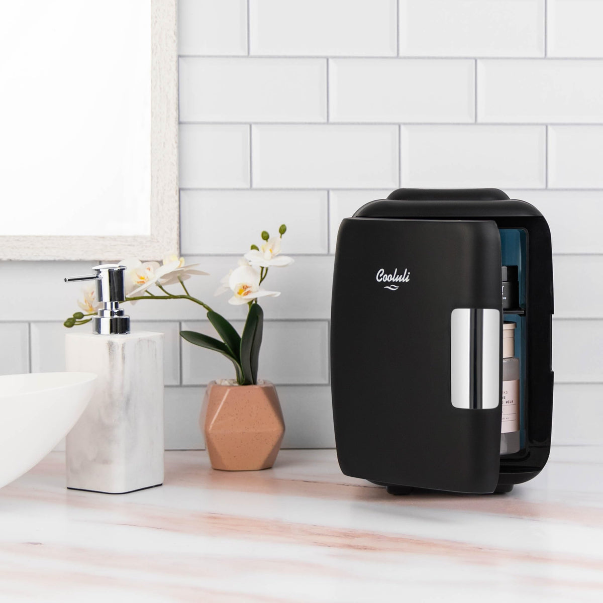 Cooluli Mini Fridge for Bedroom - Car, Office Desk & Dorm Room - Portable 4L/6 Can Electric Plug In Cooler & Warmer for Food, Drinks, Skincare Beauty