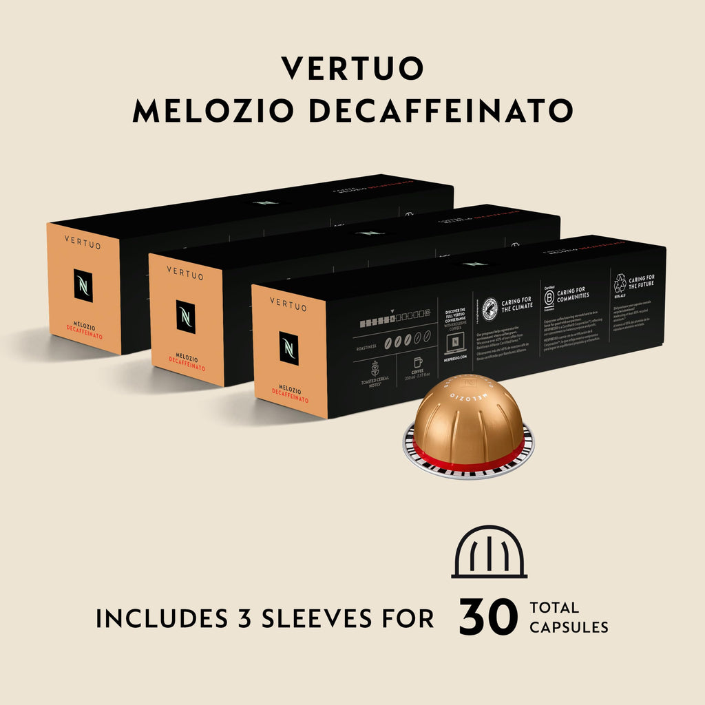 Nespresso Vertuo, Melozio Decaf, Medium Roast, 30-Count Espresso Pods