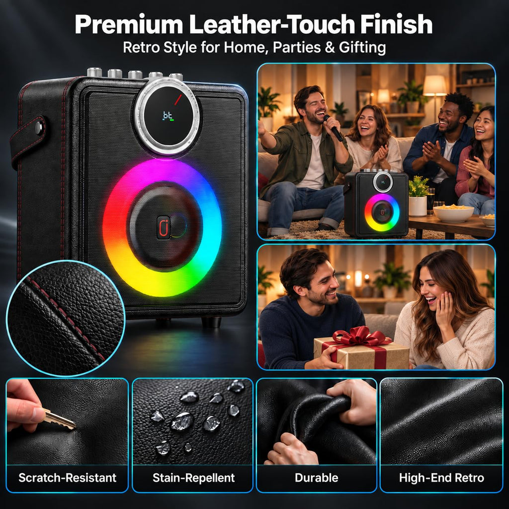 200W Karaoke Machine with 2 Rechargeable Wireless Microphones for Adults