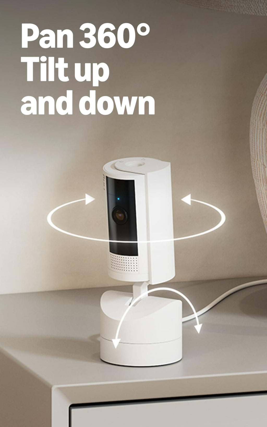 Ring Pan-Tilt Indoor Cam — See all around your home or business with 360° pan coverage, HD video, plus Two-Way Talk (2024 release), White
