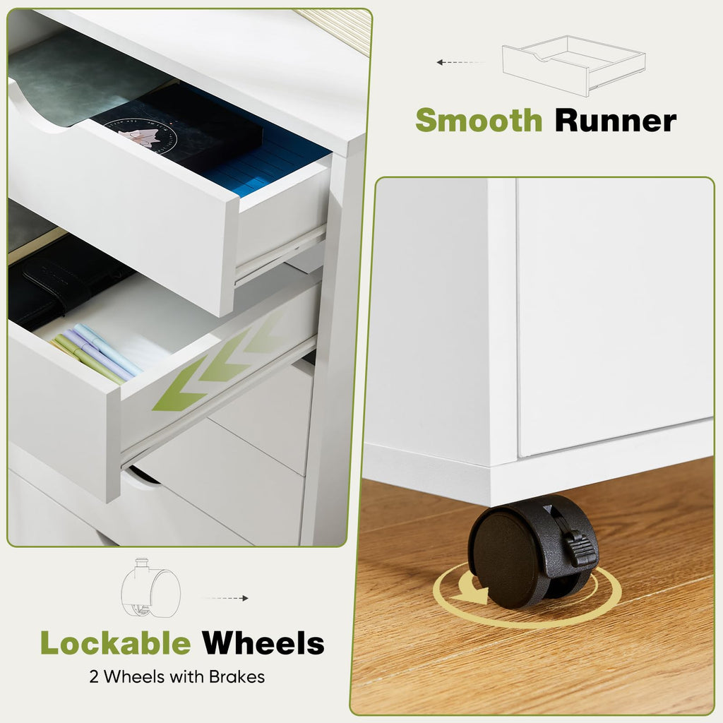 Sweetcrispy 7 Drawer Rolling Storage Cabinet with Wheels, Wood Organizer