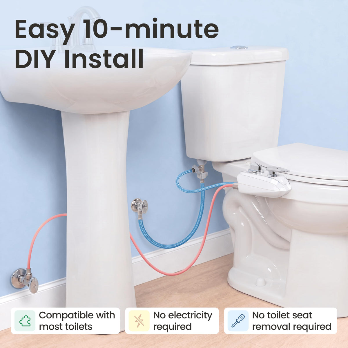 LUXE Bidet NEO 320 PLUS - Warm Water Bidet Attachment for Toilet, Chrome