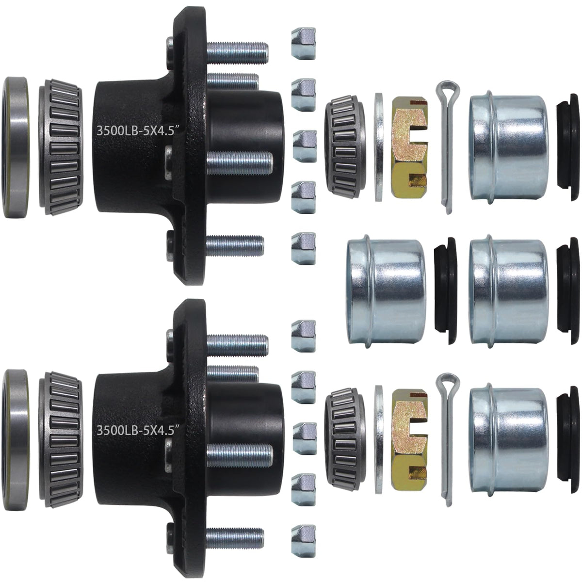 2 Sets Trailer Hub Kit 5 Bolt 4.5 for 3500 lb 5 Lug #84 Spindle