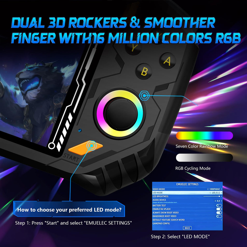RG52MINI Retro Handheld Game Console, 5.5 Inch IPS Screen, Portable Dual System, 64GB Support 30+ Emulator&22000+ Classic Games, WiFi Networked
