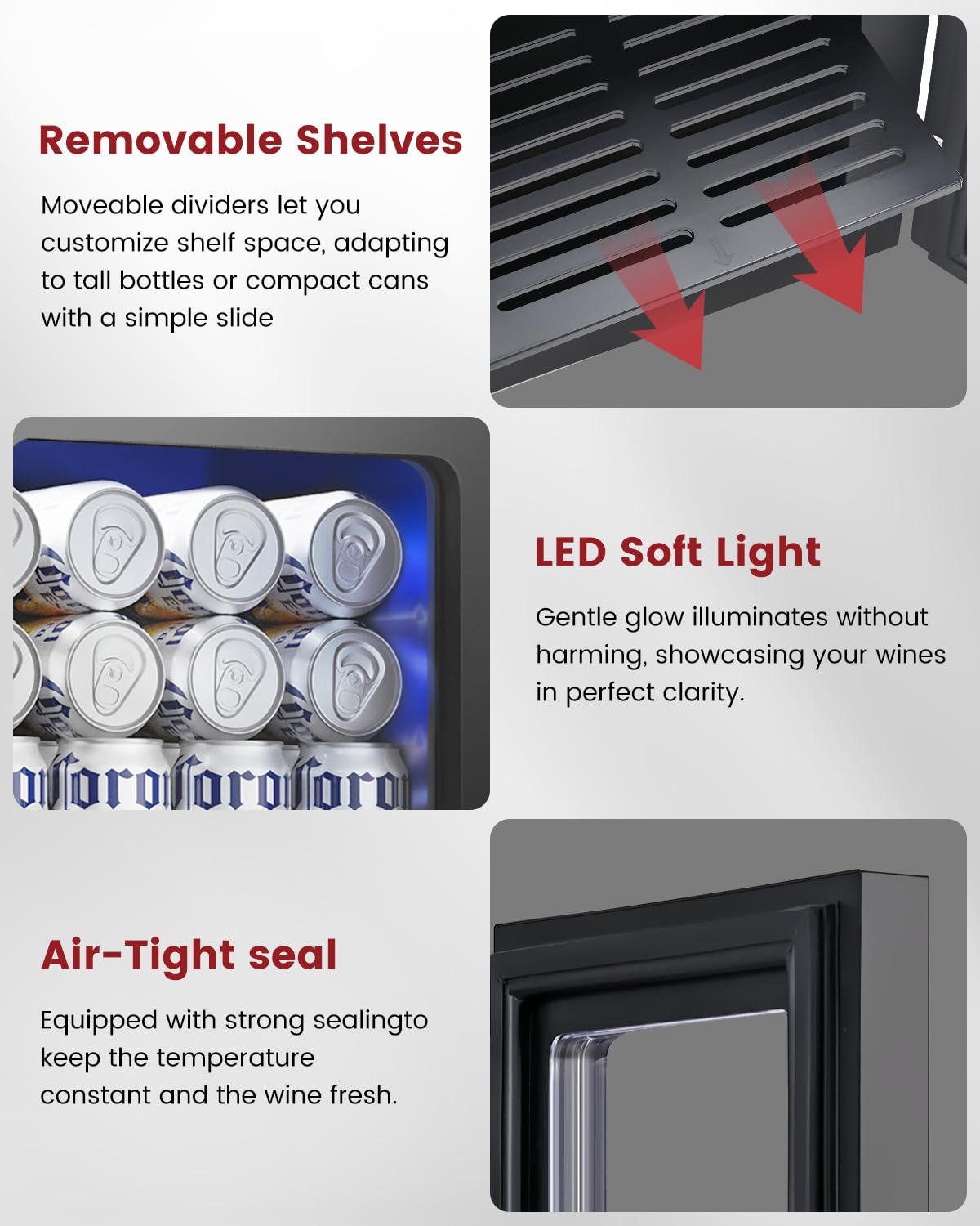 Feelfunn 24 Can Beverage Refrigerator,18L Mini Fridge, Black