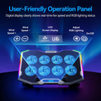 Gaming Laptop Cooling Pad with 8 Cooling Fans, Laptop Fan Cooler Pad for 15-17.3 Inch, Notebook Cooler Stand with 6 Height Adjustable, RGB Cooling