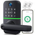 Keypad Smart Door Lock with Handle: Kucacci Keyless Entry Fingerprint Lock - Digital Code Handle with Keypad - Electronic Smart Knob for Front Door