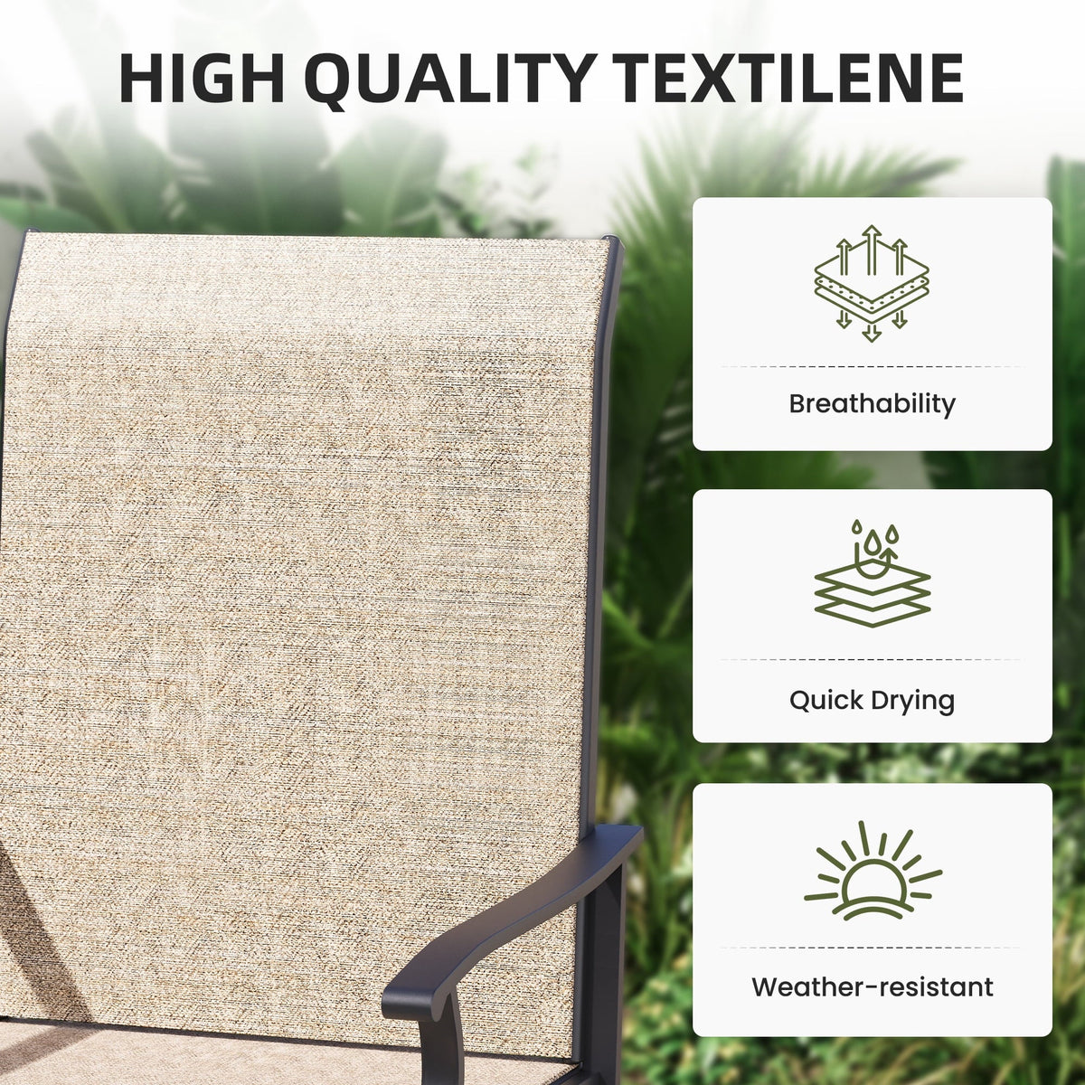 ELPOSUN Patio Swivel Chairs Set of 2, Outdoor Dining Chairs High Back All Weather Breathable Textilene Outdoor Swivel Chairs with Metal Rocking Frame