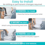 Vive Toilet Safety Rail - Adjustable Grab Bar - Compact Support Frame