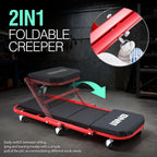 ‎DNA MOTORING TOOLS-00186 40 Inches 2 IN 1 Rolling Folding Car Creeper/Seat, 6 Pcs 2" Casters, 150kg Weight Capacity, Red
