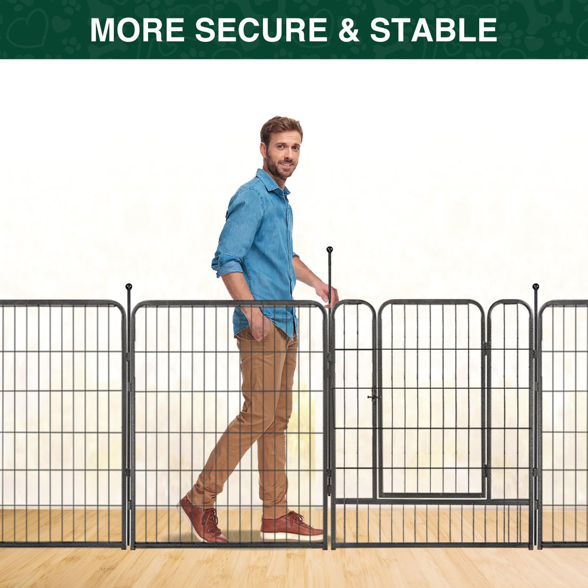 Dog Playpen Outdoor, 16 Panels 40" High Metal Dog Fence with Gate