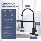 WEWE Black Kitchen Faucet with Pull Down Sprayer, High Arc Bar Sink Faucet