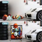 TomCare Garage Ball Storage Rack, Rolling Sports Cart with Lockable Wheels