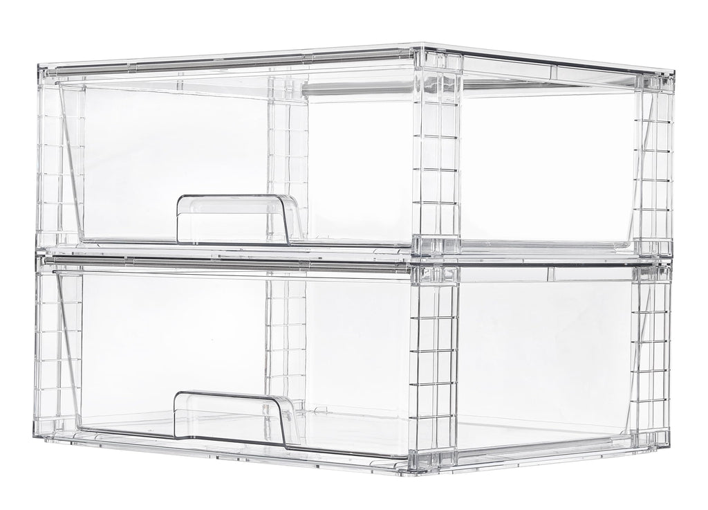 Vtopmart 2 Pack Large Clear Stackable Plastic Storage Drawers for Closet