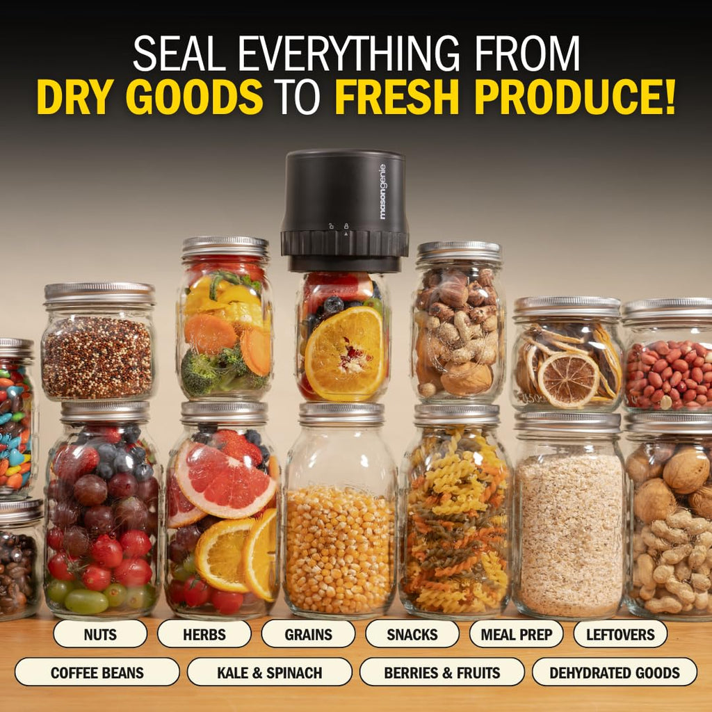 Mason Jar Vacuum Sealer Kit, Electric Vacuum Sealer for Regular Mouth and Wide Mouth Canning Jars, Fully Automated and Portable, includes 10