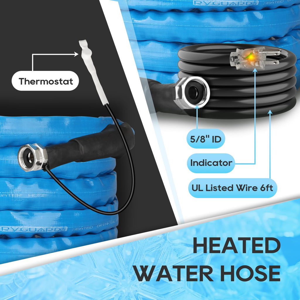 RVGUARD Heated Water Hose 25FT, -20 ℉ Freeze Protection for RV/Home/Garden