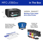 Brother Work Smart 1360 Wireless Color Inkjet All-in-One Print, Scan, Copy