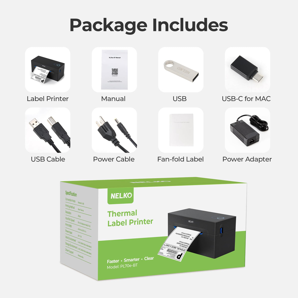 Nelko Bluetooth Thermal Shipping Label Printer, 4x6 Thermal Label Printer