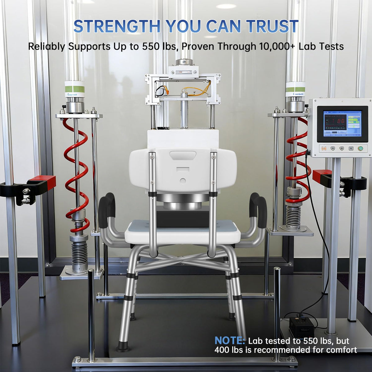 BRITULIF Shower Chair with Arms and Back for Inside Shower, 550 lb Capacity