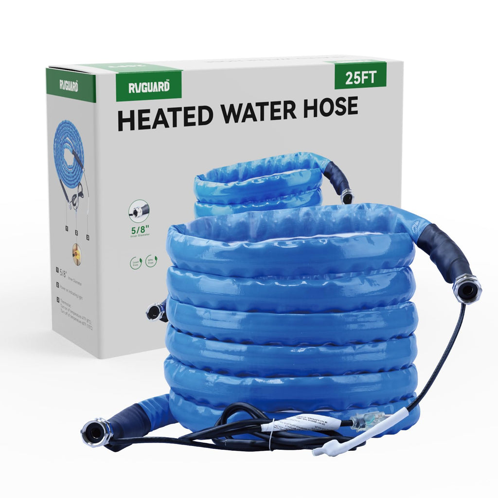 RVGUARD Heated Water Hose 25FT, -20 ℉ Freeze Protection for RV/Home/Garden
