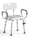 Shower Chair for Inside Shower with Arms and Back, Aluminum Frame