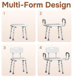 Shower Chair for Inside Shower with Arms and Back, Aluminum Frame
