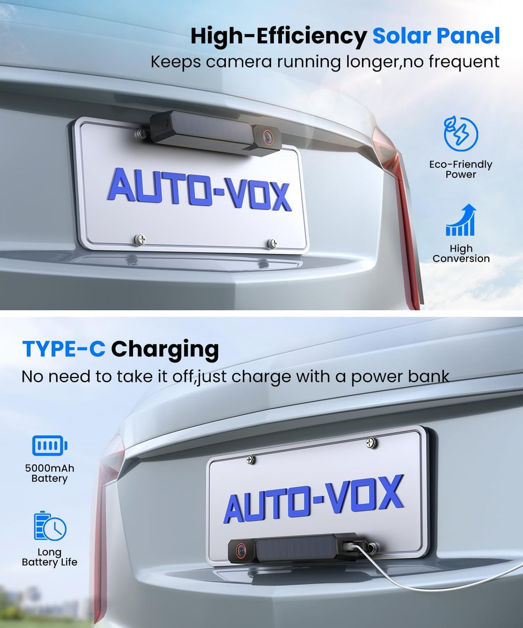 AUTO-VOX Solar Wireless Backup Camera: 5" 1080P Monitor, 2 Min Easy Install