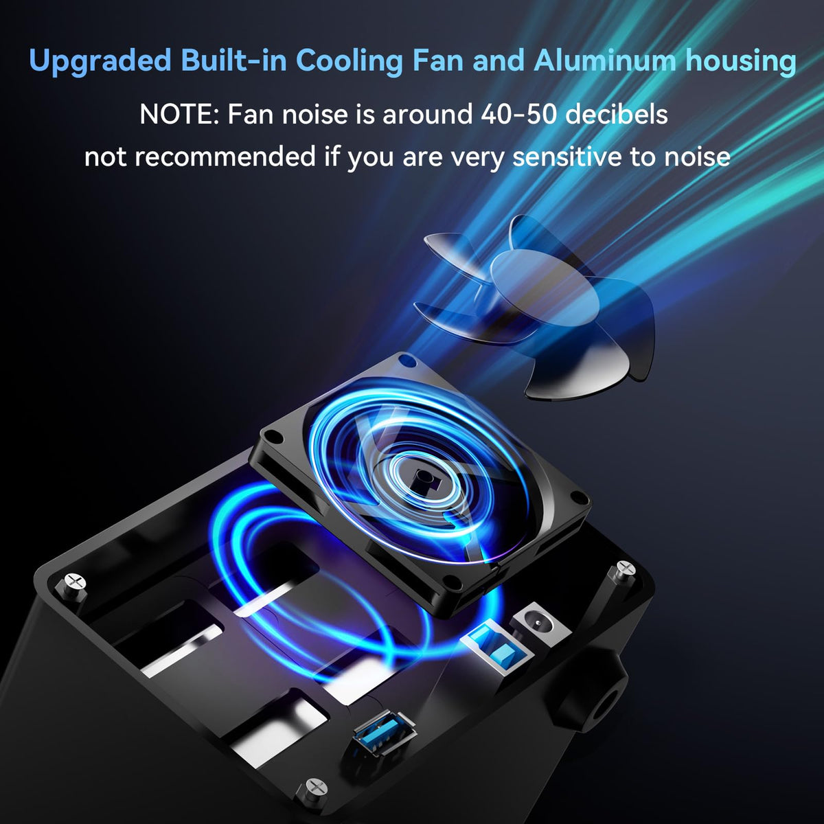 CENMATE Aluminum 2 Bay Hard Drive Enclosure with Cooling Fan for 2.5“/3.5" SATA HDD/SSD with USB A/C 3.0, Support Hot Swappable, Tool-Free HDD