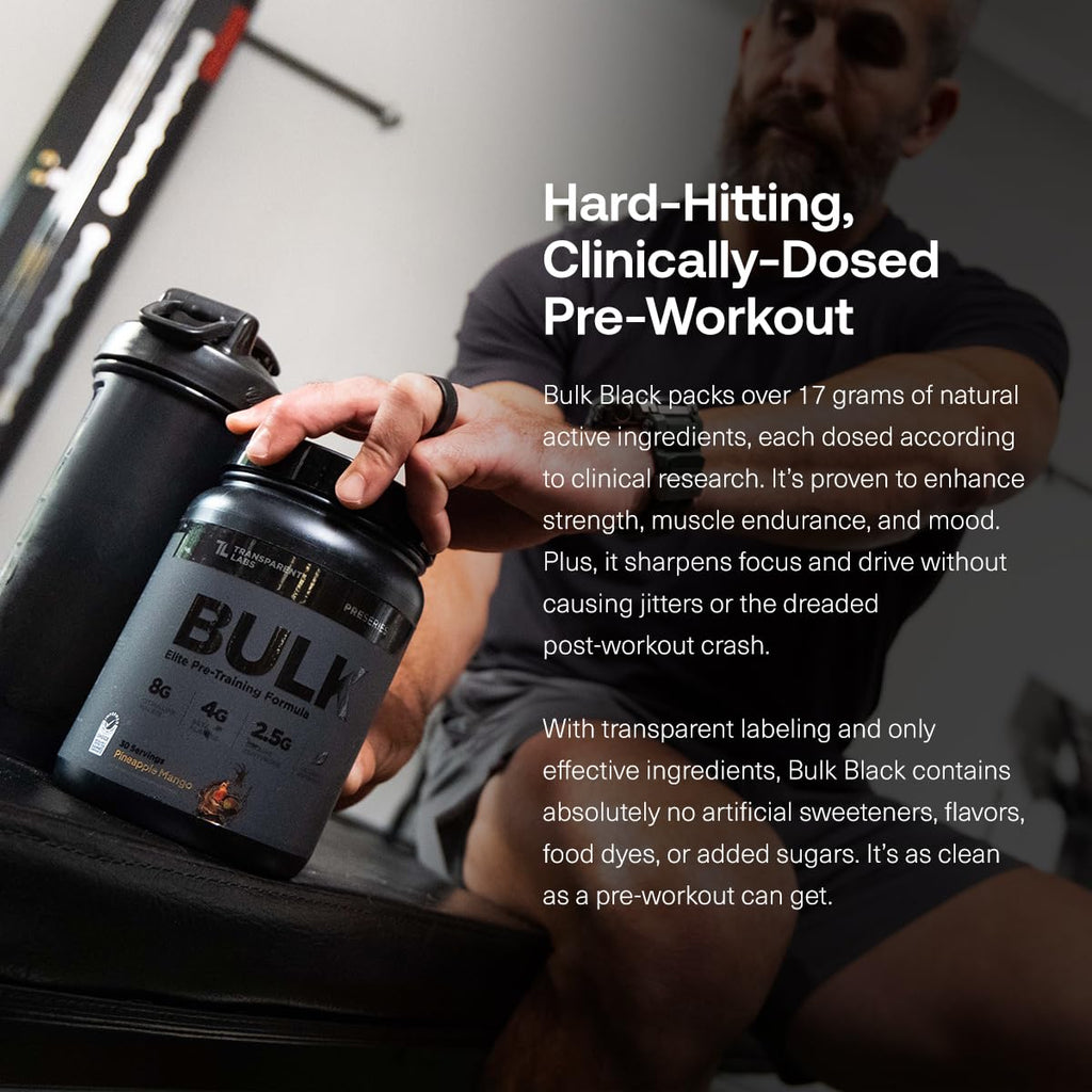 Transparent Labs Bulk Black Pre Workout - 30 Servings, Strawberry Mango