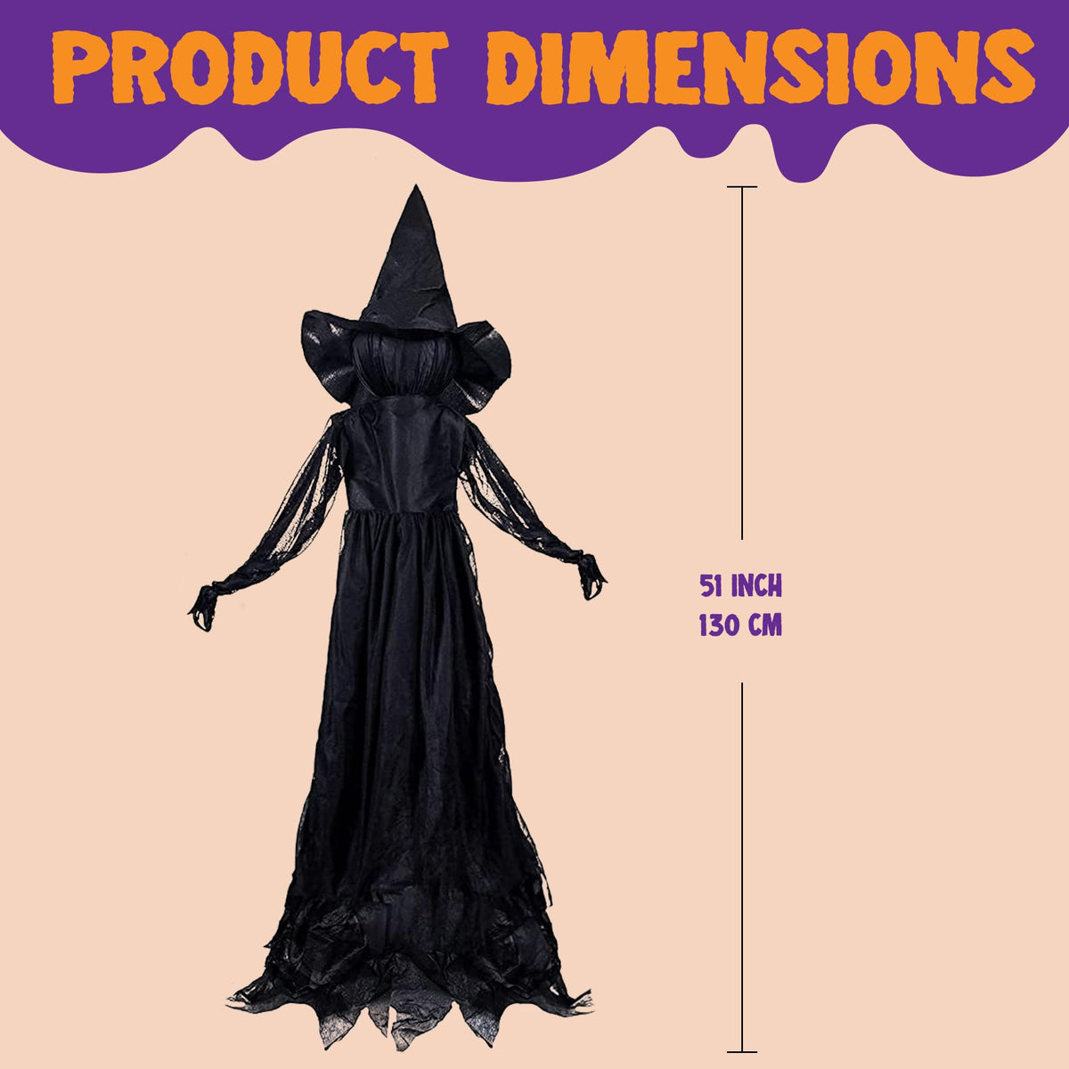 JOYIN Halloween Witch Decorations Outdoor Yard Stakes 3 Pack, 4.2 FT Multicolored Light Up Scary Flying Witch with Sound Activation, for Halloween
