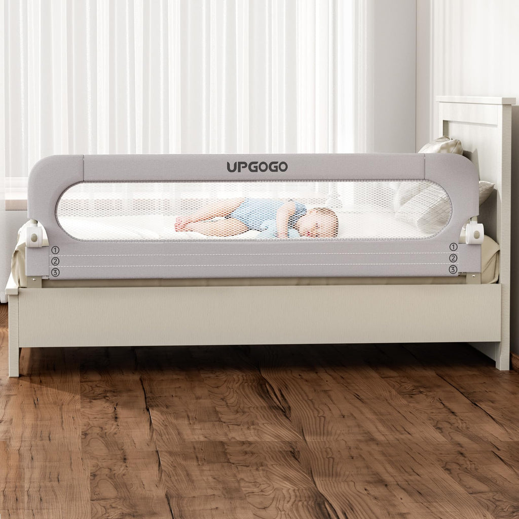 UPGOGO Folding Bed Rail for Toddlers, Grey, 71"L x 23.6" H