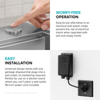 KRAUS Garbage Disposal Air Switch Kit in Spot-Free Stainless Steel with Push Button, AC Adapter, Power Cord, and Air Tube Included, KWDA-200SFS