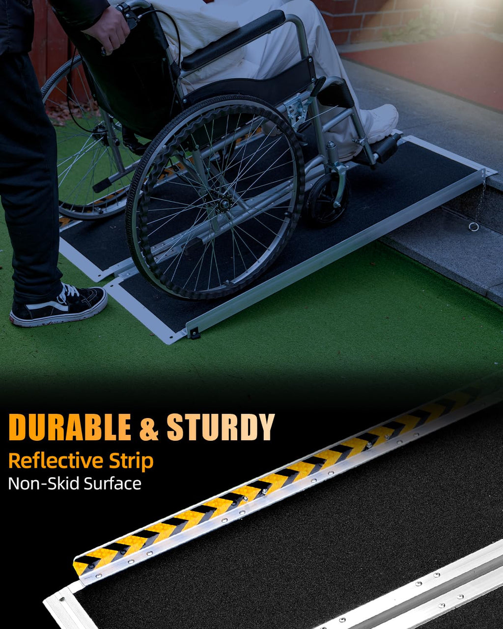 Portable Wheelchair Ramp 4FT, Non-Slip Ramps for Wheelchairs for Home