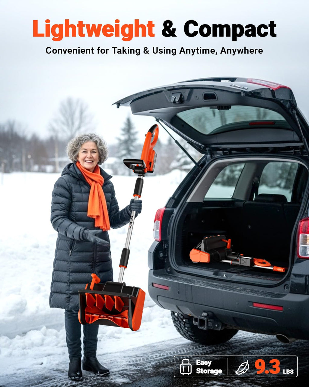 VOLTASK Cordless Snow Shovel, 24V | 13-Inch | 4-Ah Cordless Snow Blower, Battery Snow Blower with Directional Plate & Adjustable Front Handle (4-Ah