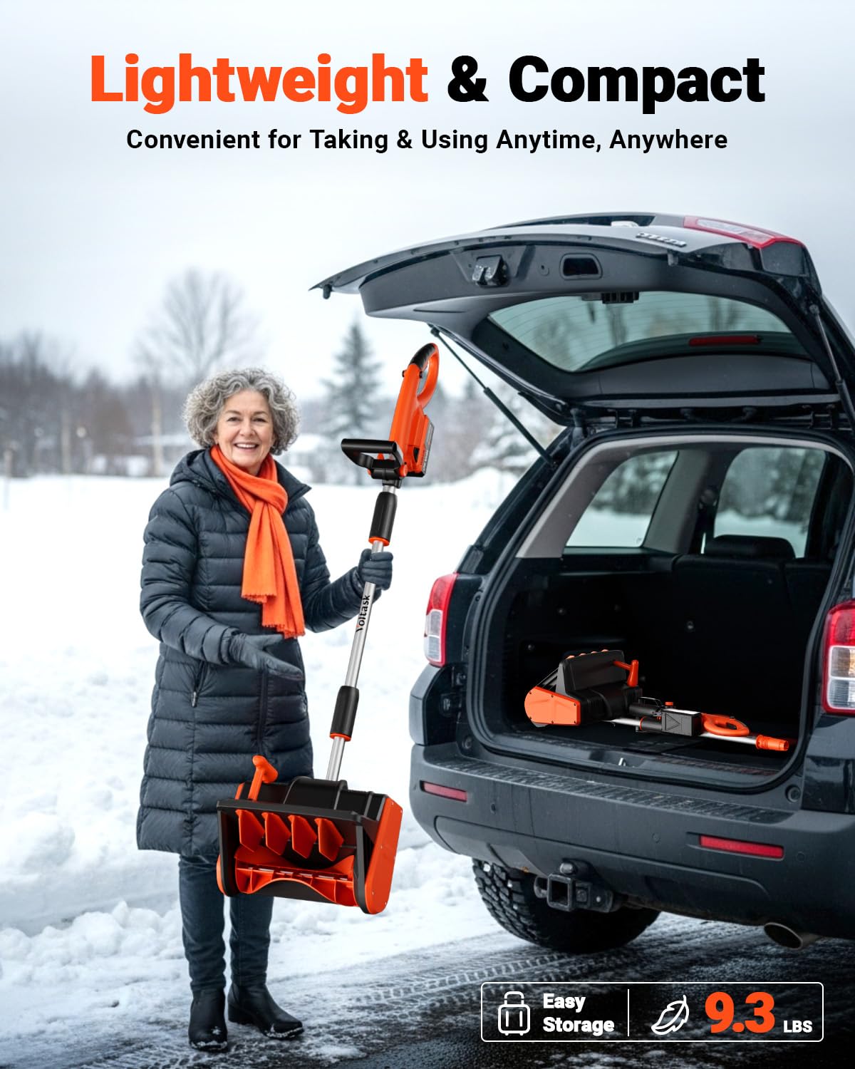 VOLTASK Cordless Snow Shovel, 24V | 13-Inch | 4-Ah Cordless Snow Blower, Battery Snow Blower with Directional Plate & Adjustable Front Handle (4-Ah