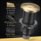 Garbage Disposal Air Switch Kit - UL Listed Wireless Sink Top Button, Champagne Bronze Finish, Compatible with Delta Faucet Champagne Bronze